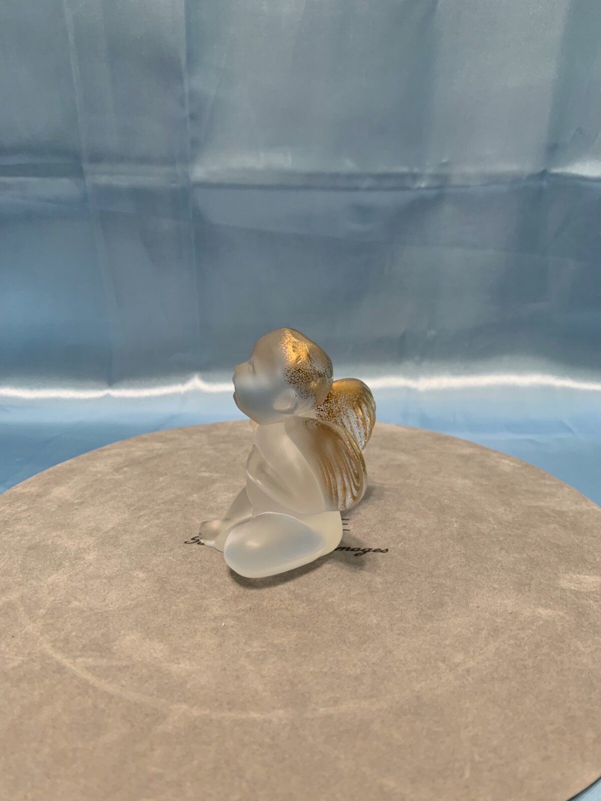Rare Pair of Lalique Crystal Baby Angels Cherub Figurines Signed Glass France