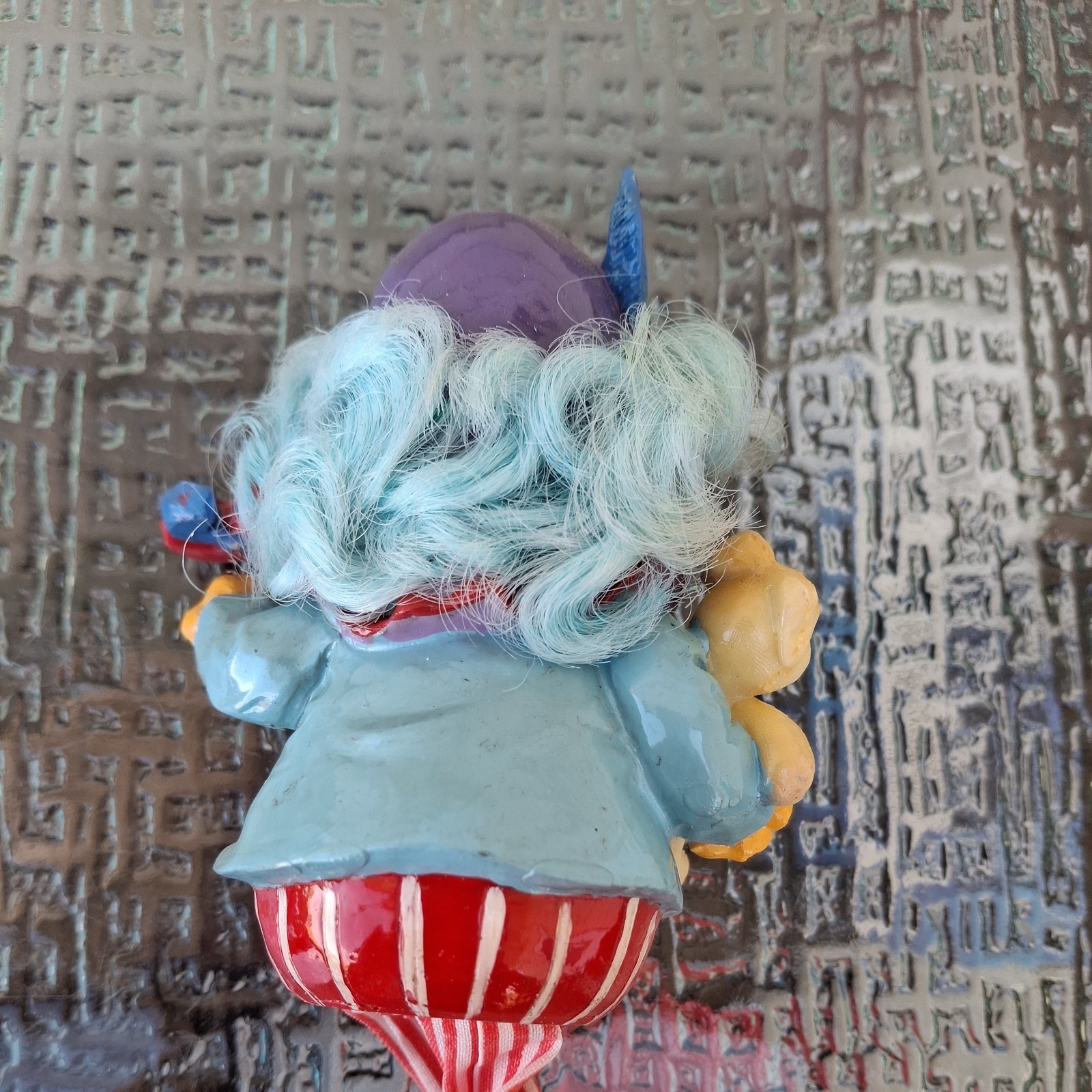 Clown Figurine Resin Body Fabric Legs Teddy Bear 1980s Lot of 3