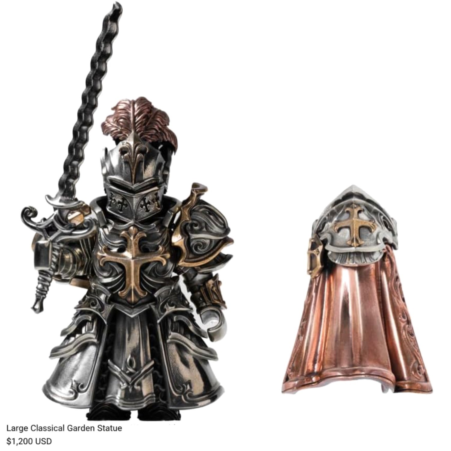 Crimson Templar Knight Statue, Detailed Crafted Metal Collection Display Piece