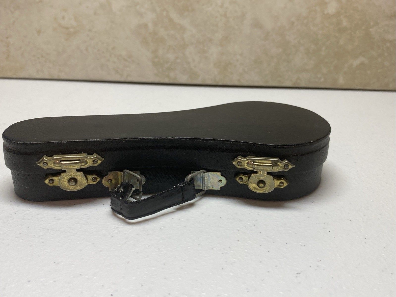 Miniature Banjo Replica In Velvet Lined leather Case 7 1/4 In