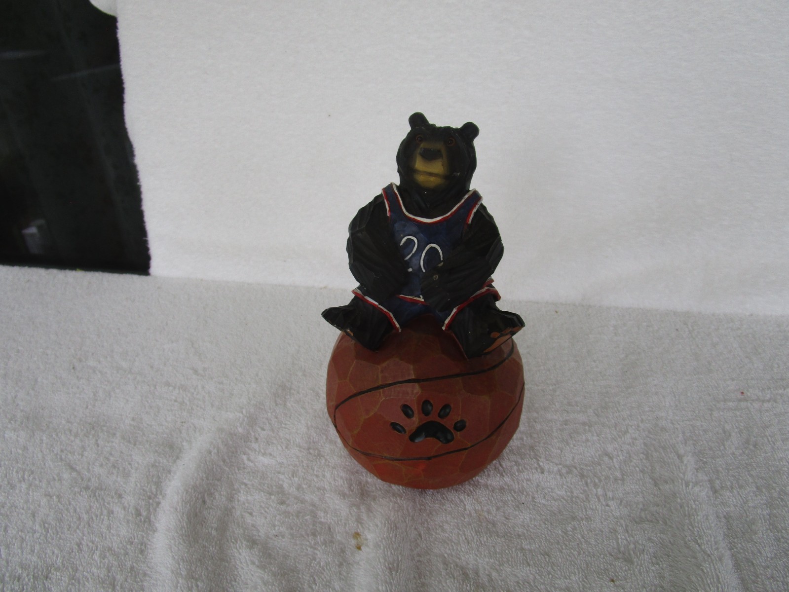 BLACK BEAR BALL PLAYER~[ SITTING ON BASKETBALL FIGURINE ]~~L@@K!!!