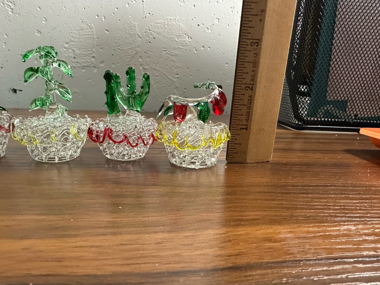 Mini Blown Glass Figurine Plant Set