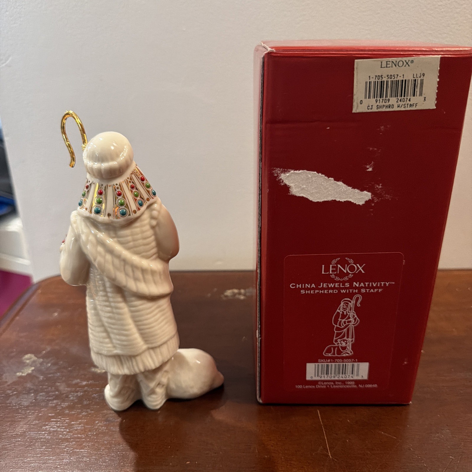Lenox China Jewels Nativity Shepherd with Staff & Lamb Figurine Retired USA