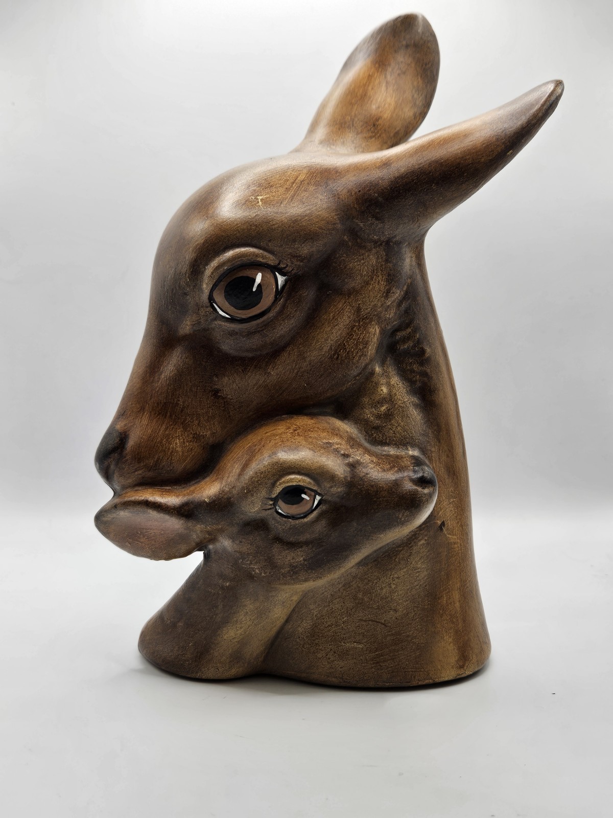 Vintage Painted Ceramic Mother Deer And Her Fawn Figurine
