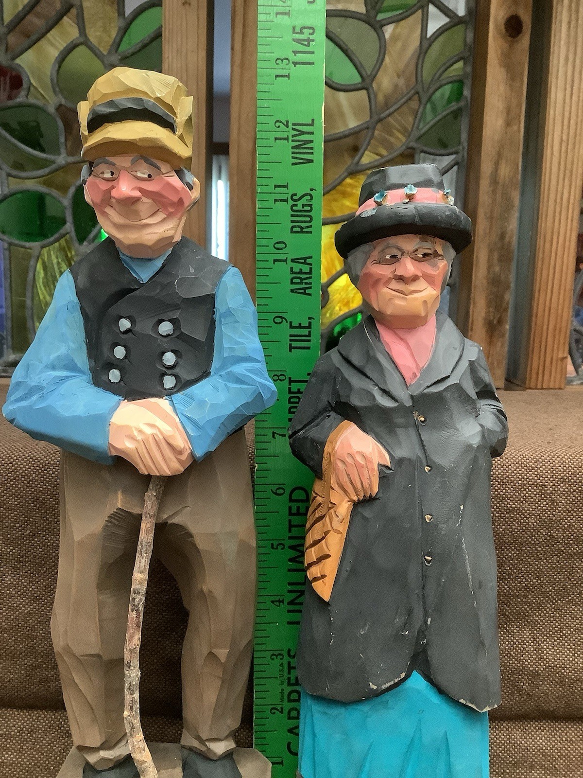 Stylish Couple Hand Carved Wooden Figures From The Hannah Family