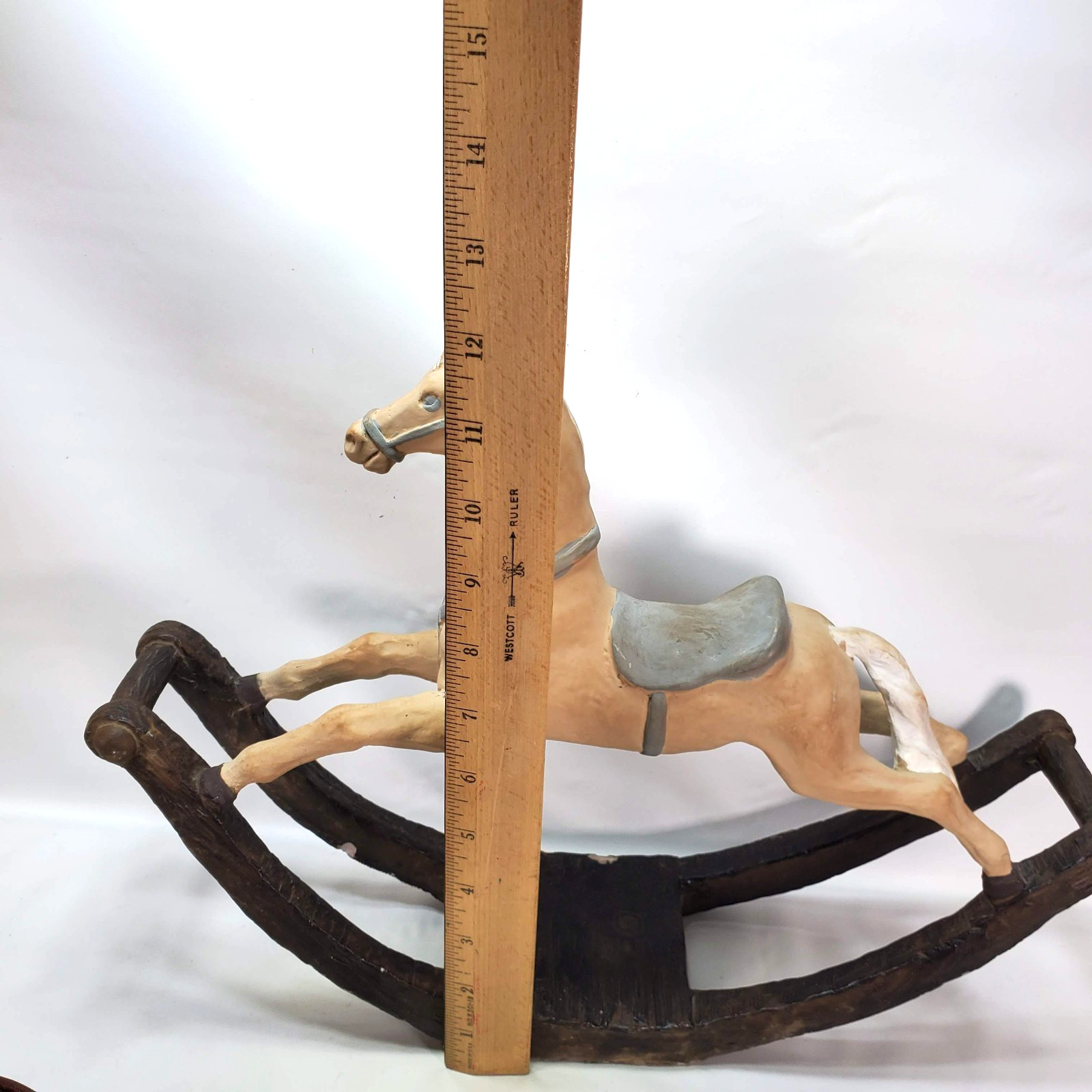 Vintage 1982 Ethan Allen Ceramic Rocking Horse Figurine Chalkware Matte Decor