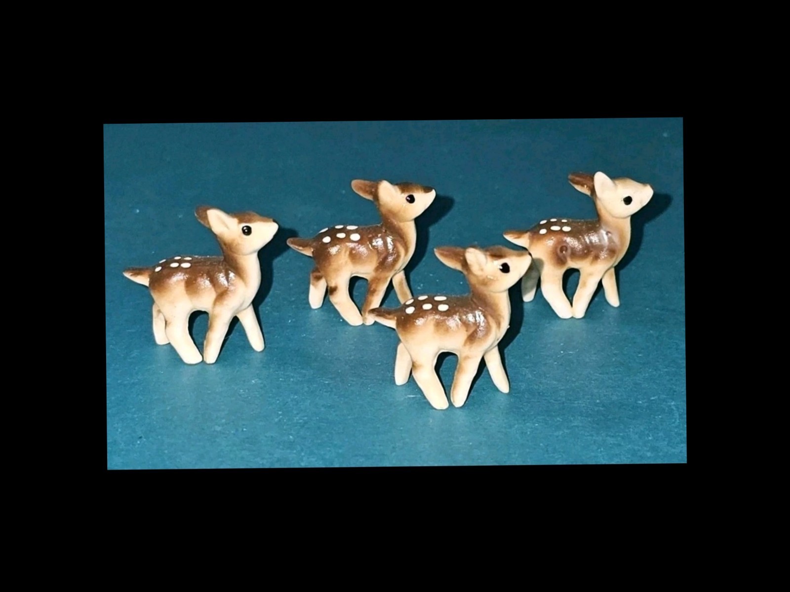 Vintage 1950’s 4pc Japan Porcelain Miniature Deer Fawn Figurines-GUC!