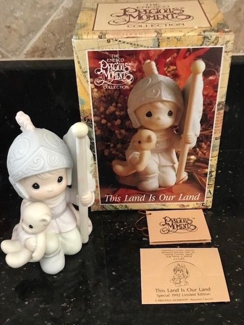 1991 PRECIOUS MOMENTS THIS LAND IS OUR LAND W/BOX & COA LIMITED/CLOSED EDITION