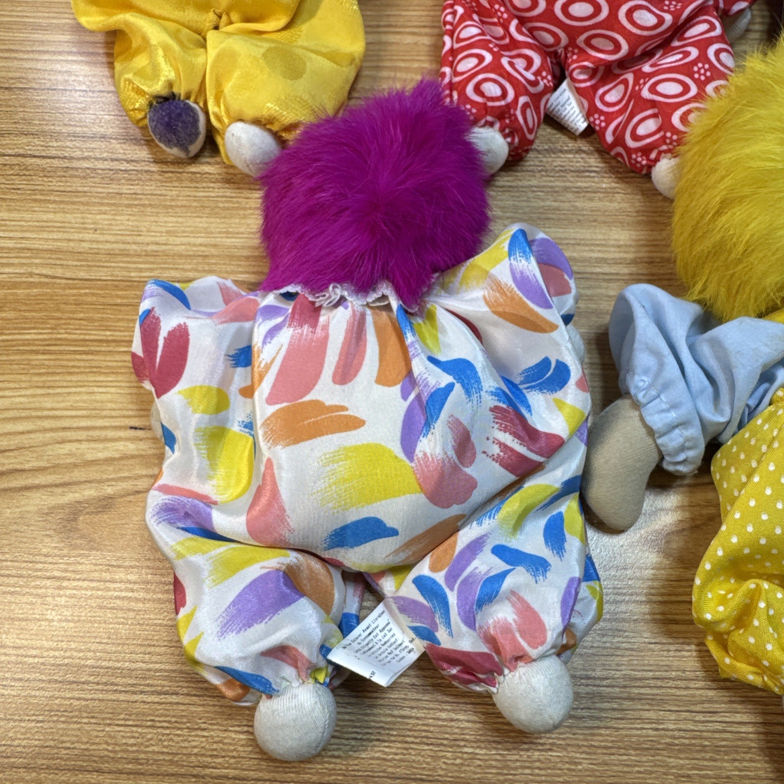 Lot Of 5 Vintage Q-Tee Clown Porcelain & Fabric Handmade Doll Sand Filled Weight