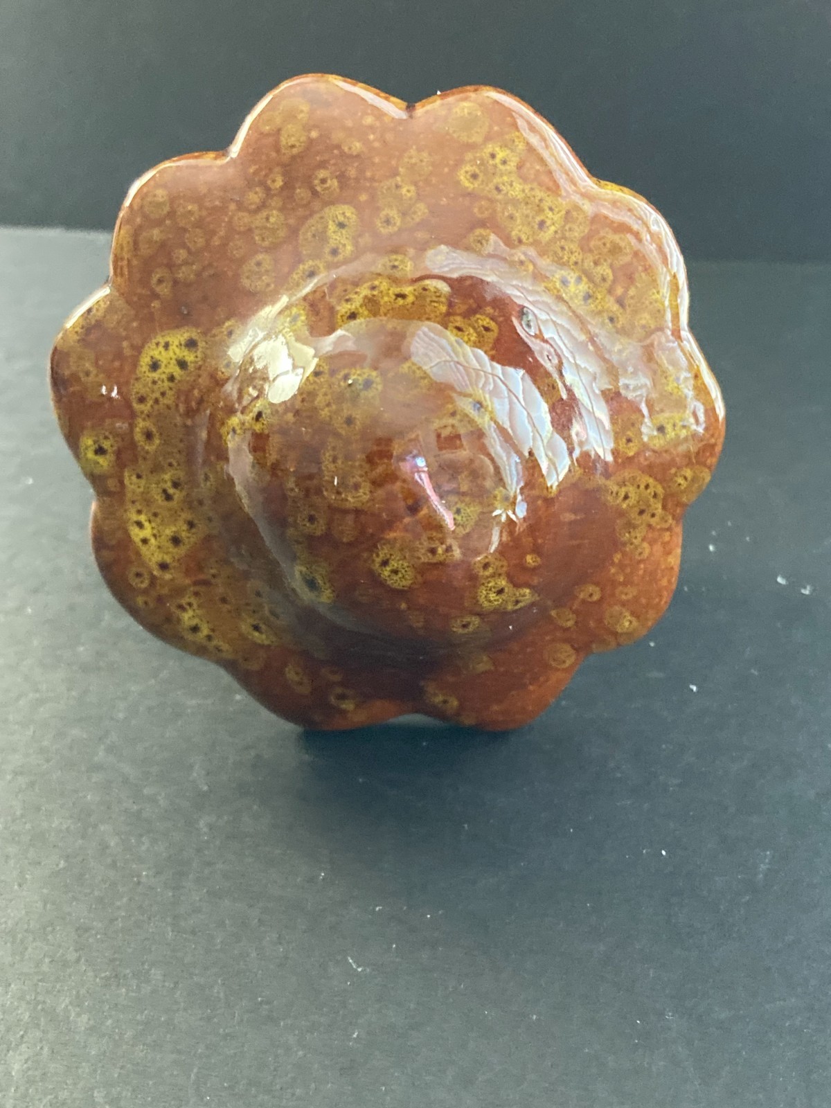 Ceramic Mushroom Figurine Brown Glazed Dipped Cap 4″x3.5″ Fairy Woodland Decor