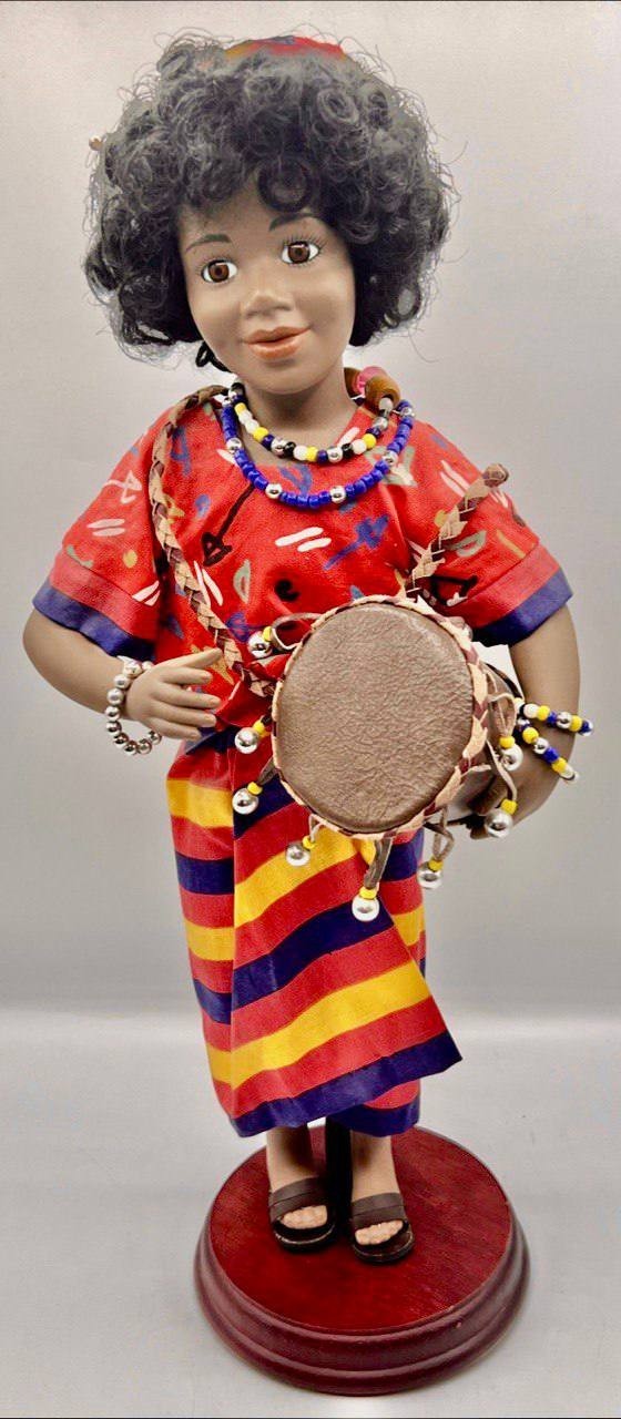 Lenox Children of the World Doll w/ Drum – 15” Porcelain – New Sealed in Box