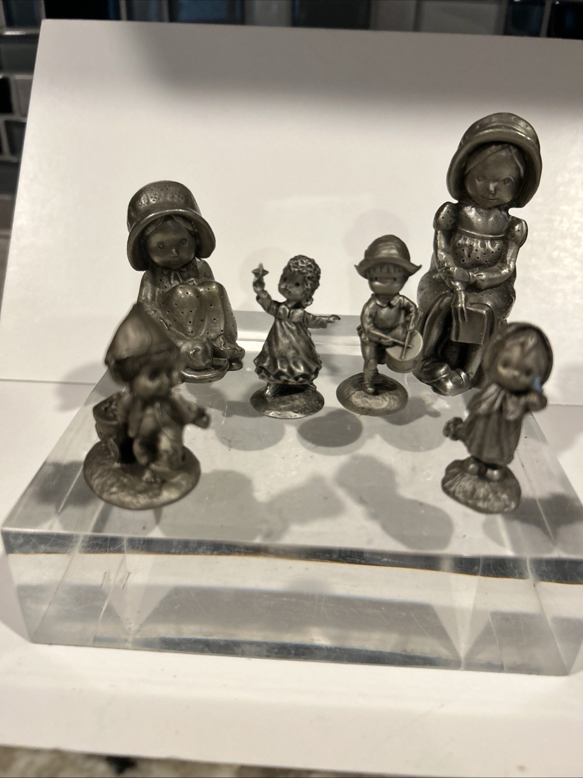 Lot of 6 Little Gallery Pewter Figurines Hallmark USA 1970-80s / holly hobby