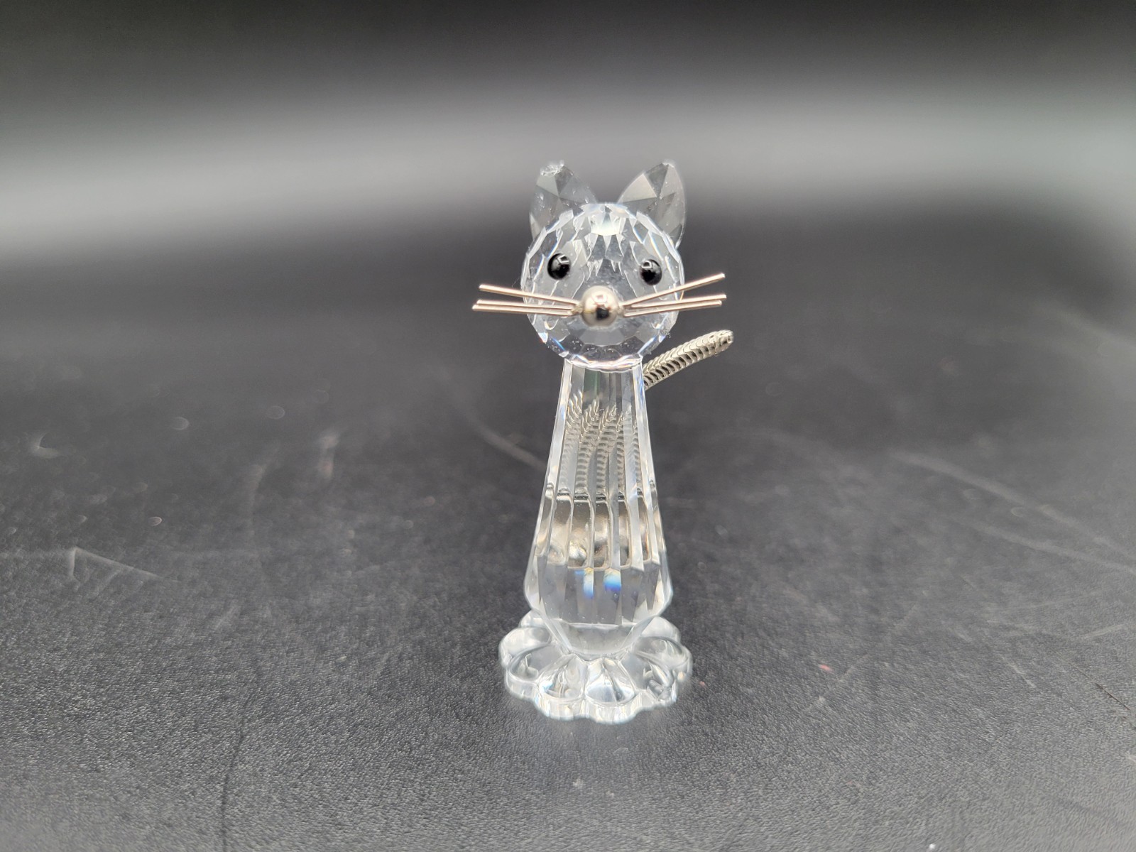 Swarovski Cat with Metal Tail and Whiskers Crystal Figurine 3″ No Box *as Is* #2