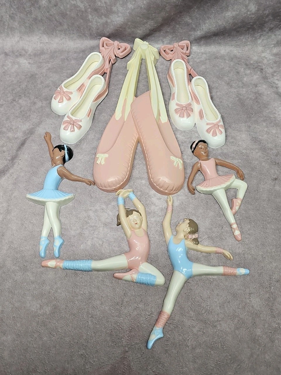 VTG Burwood Homco Ballerina Slippers Wall Art Hanging Decor Dancer Girls Room
