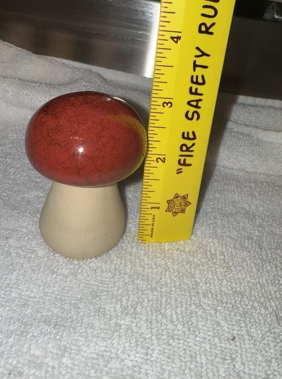 Mushroom Figurine Lot Of 3 Gold Orange And Red. Wooden And Ceramic.