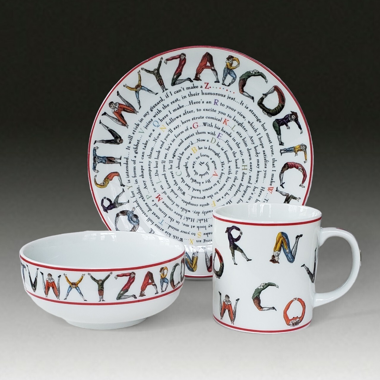 Vintage Andrea by Sadek Williamsburg Hotch-Potch Alphabet Child’s Dinner 3pc Set