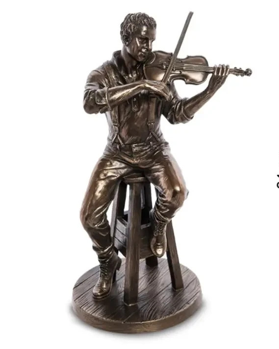 Bronze Home Decor Gift Made in Italy 9.4″ Violinist Statue Figure Polystone