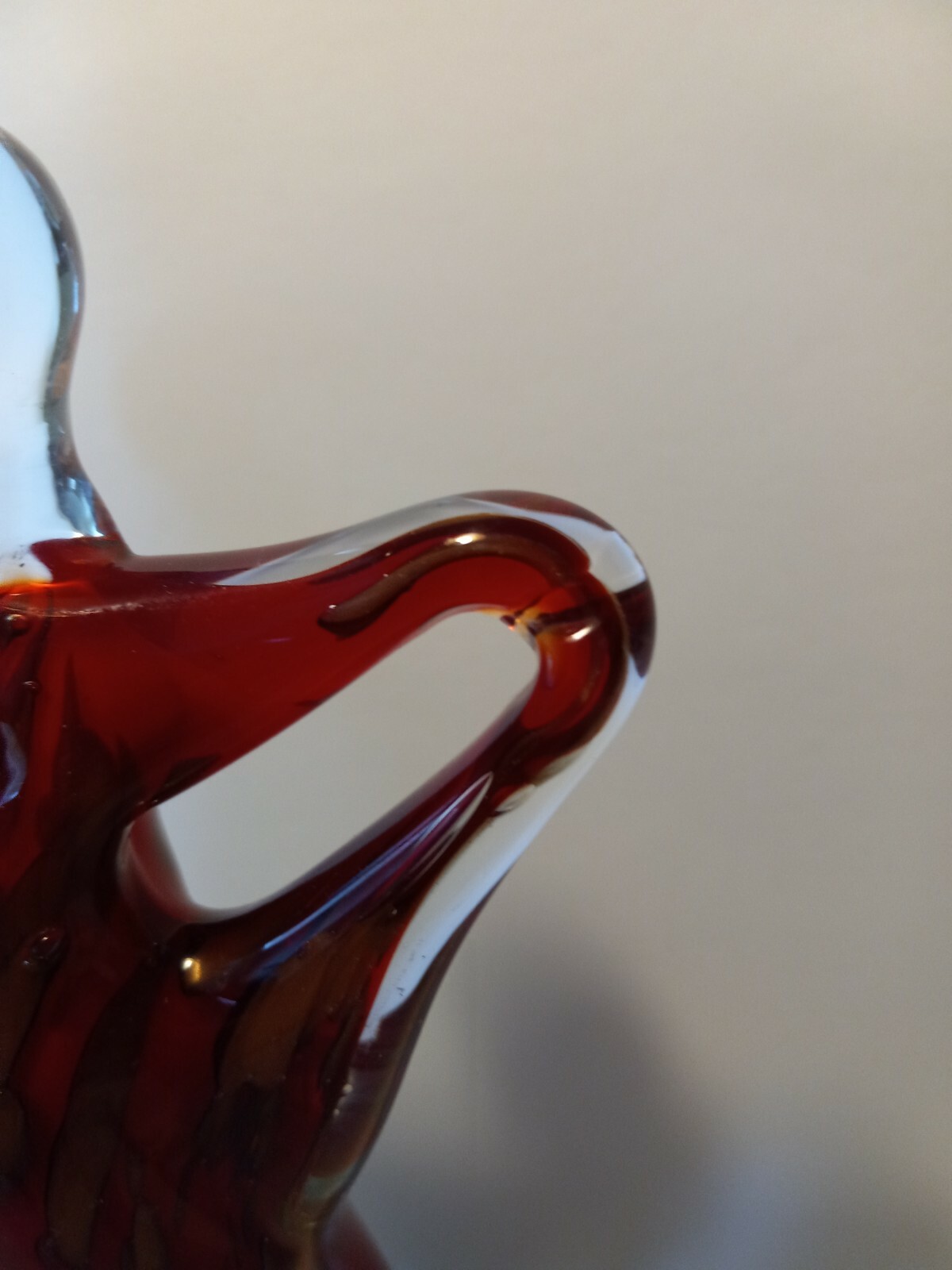 Glass Art Glass Lady in Red Statue Figurines 10 1/2 New