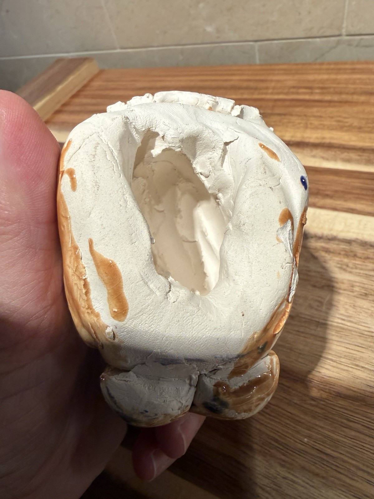 Oddity Handmade Unfinished Old Man Face Ceramic Figurine