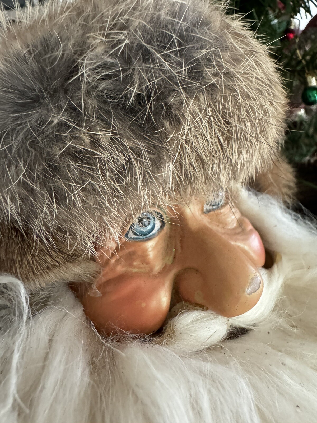 RUSTIC Trapper Santa Mountain Real Fur Rowing canoe Skis Raccoon Centerpiece XL