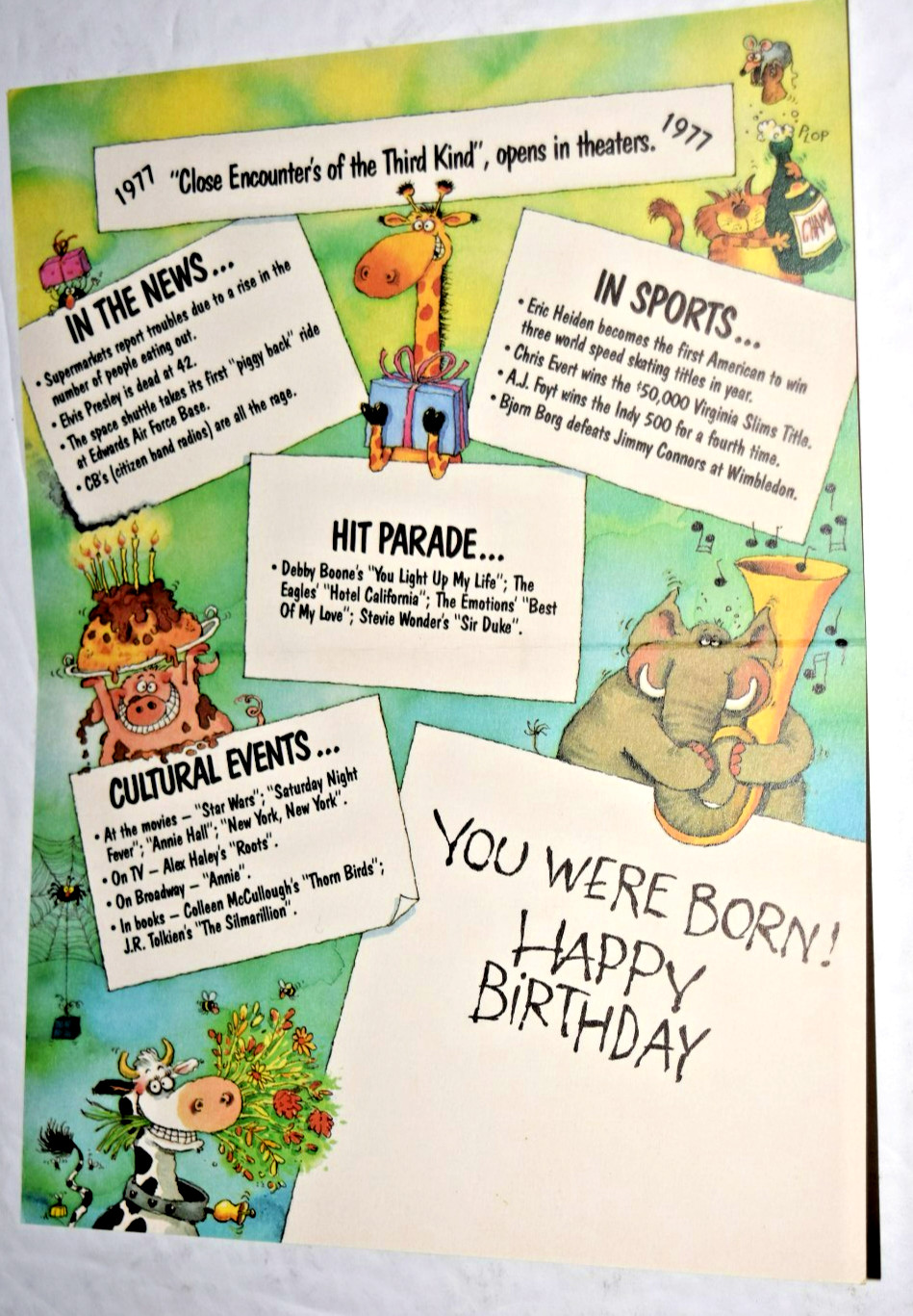 PICTURA GRAPHICS “YEAR 1947,” FACT BIRTHDAY CARD, (4.50″ x 6.75″) New (c) 1992