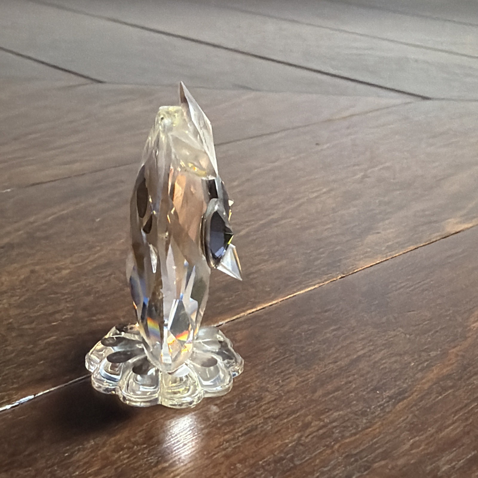 Swarovski Crystal Miniature Owl Figurine W/ citrine green eyes