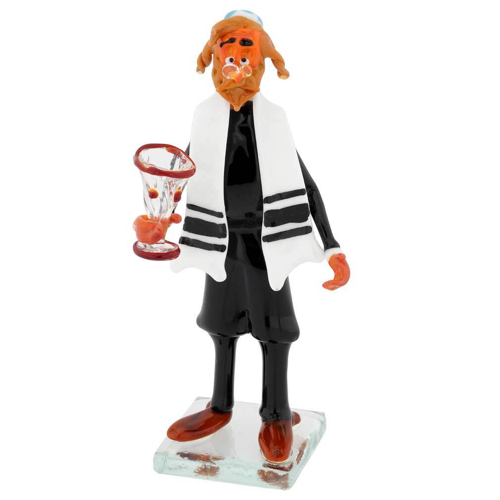GlassOfVenice Murano Glass Rabbi with Kiddush Cup