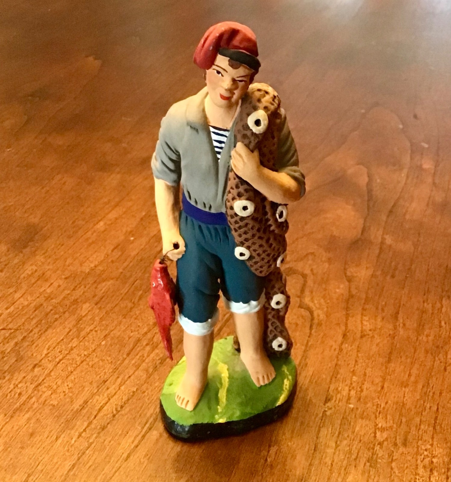 French Santons de Provence 5” Terracotta Fisherman Figurine Carbonel