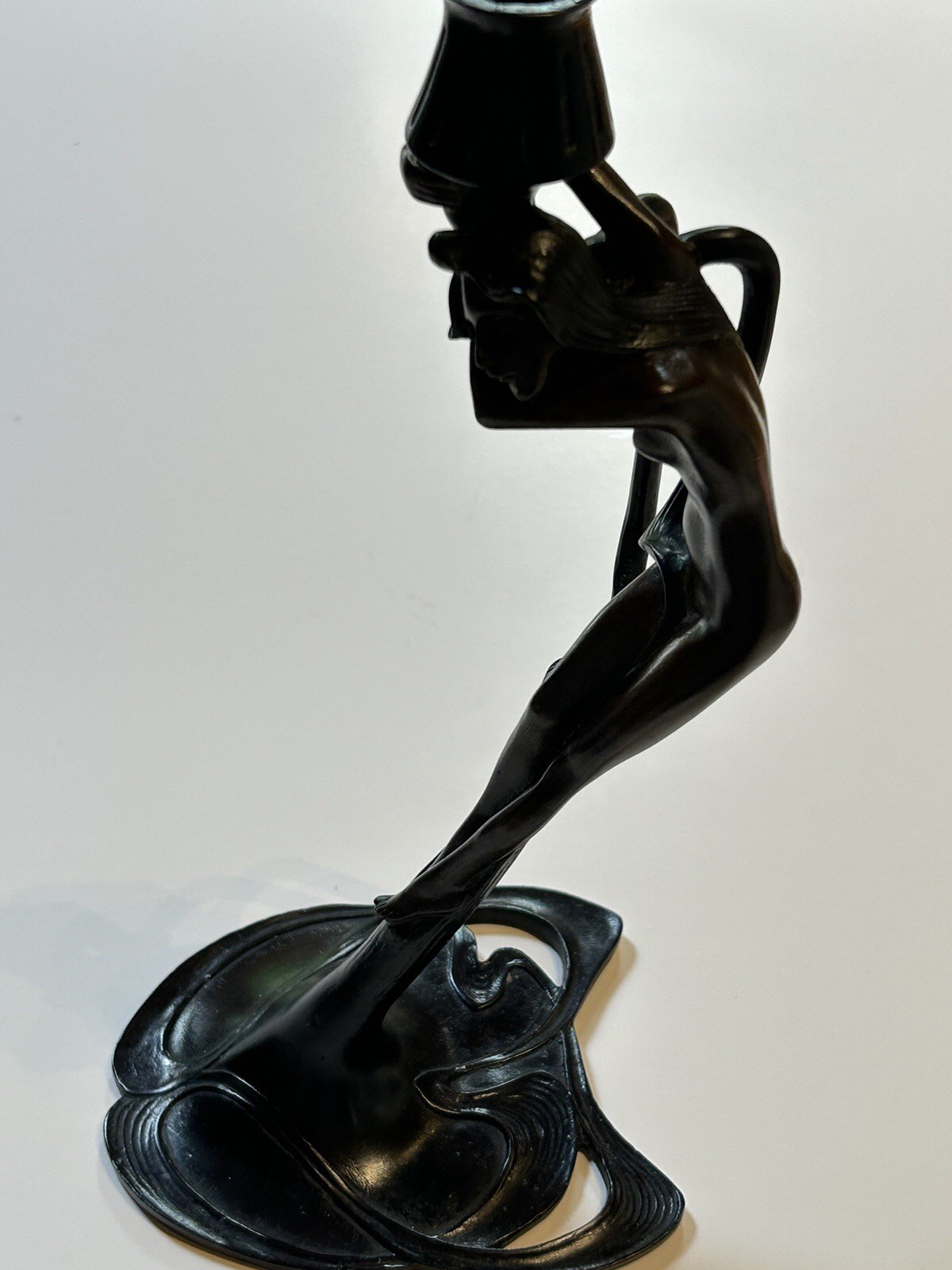 1980’s Metropolitan museum of Art Bronze Woman Nymph Candlestick Holder