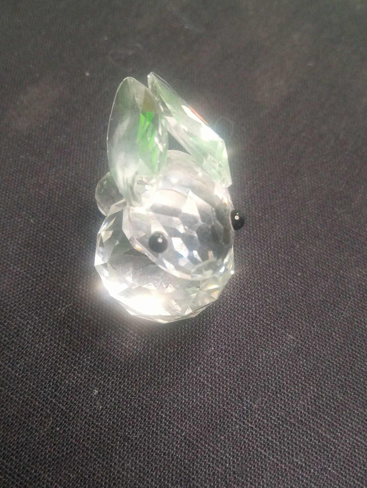 Swarovski Crystal Mini Bunny Rabbit Figurine Black Eyes Block Logo