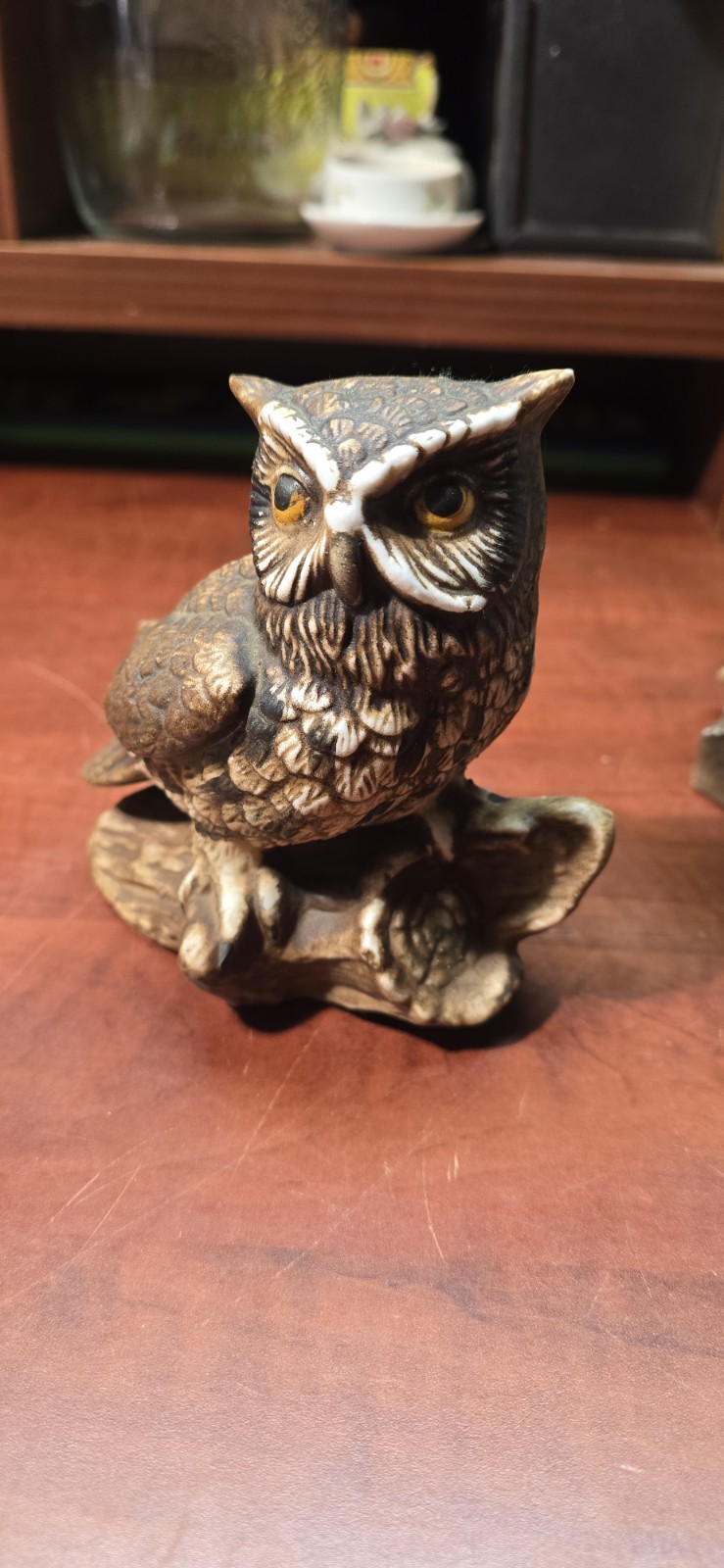 Vintage 1970s 1980s Pair Porcelain Owl Figurines Home Interiors HOMCO 1114 NOS