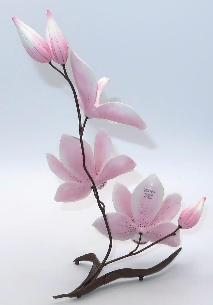 Boehm, England Cymbidium PINK ORCHID, #60008 Porcelain Floral Figurine, 10 1/2″