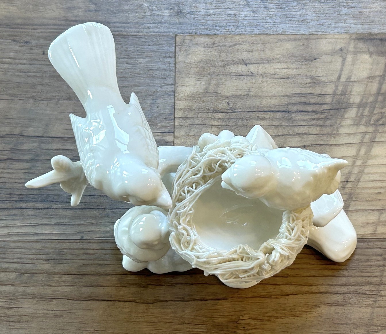 Vintage Lenwile China Ardalt Japan Verithin 3 Birds in Spaghetti Nest Porcelain