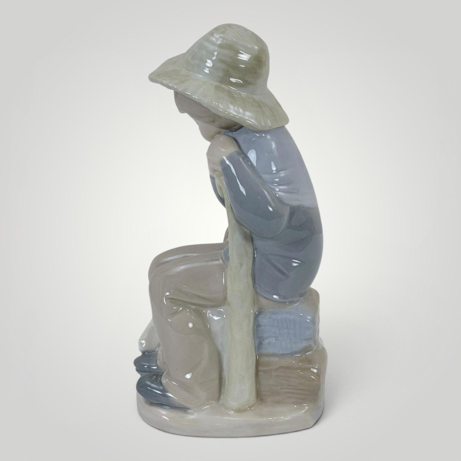 Vintage 1970s Zaphir Spain Shepherd Boy Lamb Porcelain Figurine 7.5″ Glossy