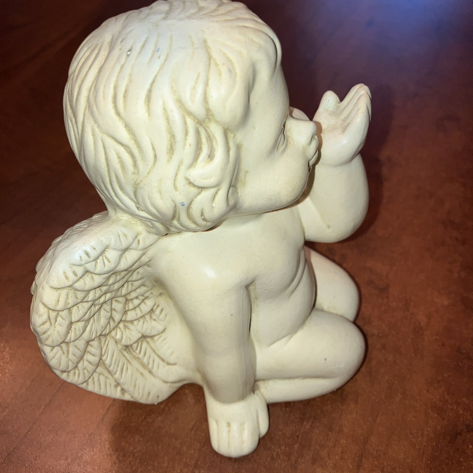 Vintage Caffko Cherub Figurine Kneeling White 6”
