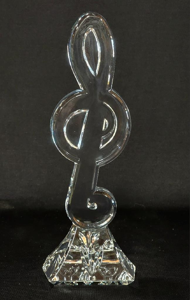 Waterford Crystal Musical Clef Note Symbol Paperweight 8 5/8″ Figurine