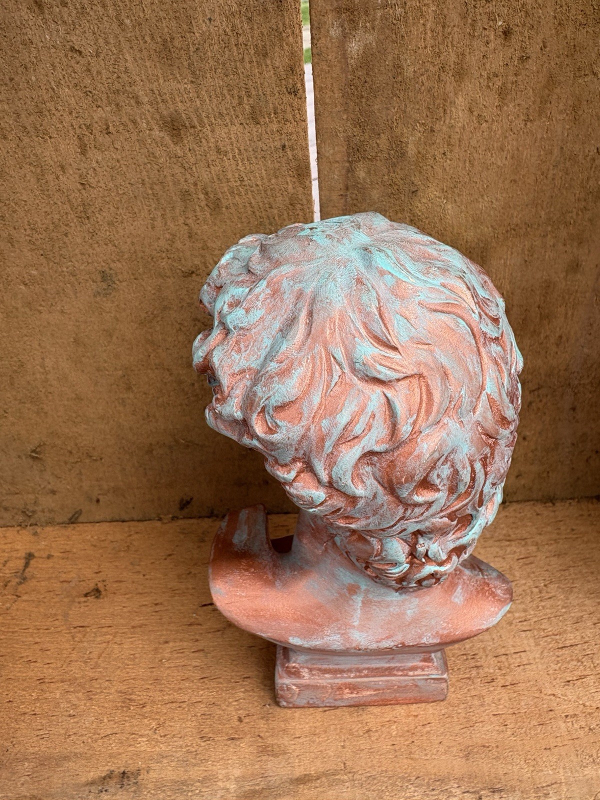 Michelangelo David Painted Ceramic Copper Patina 6” Bust Painter Sculpture