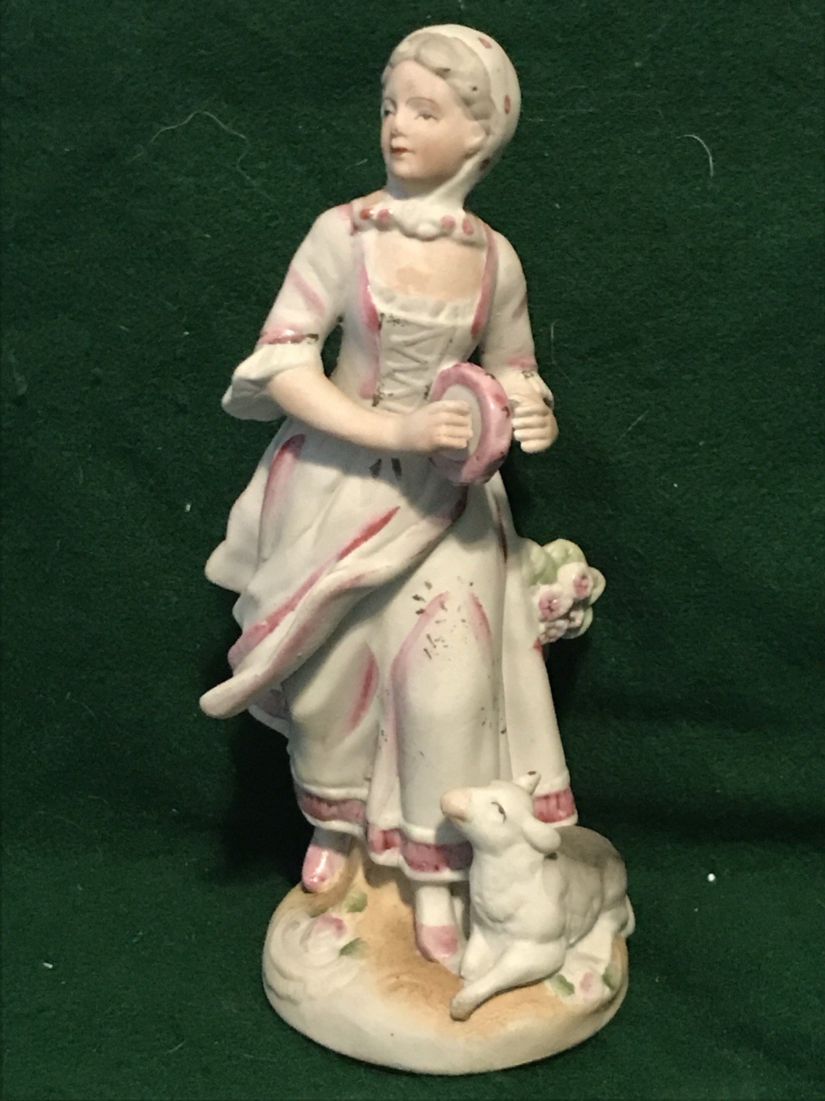 “MADE IN OCCUPIED JAPAN” Woman With Lamb Figurine 7 3/4″ Inches Tall