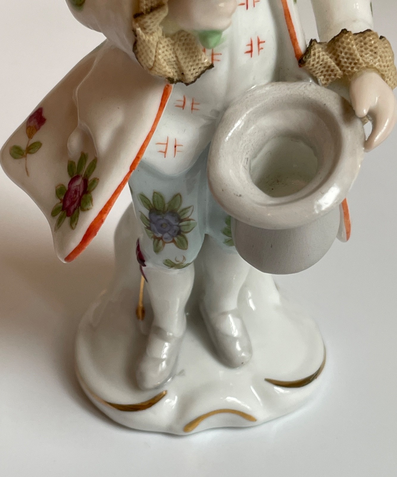 Vintage Andrea by Sadek Man W/Lace, Flowers, Top Hat Figurine, Mold No. 23/164