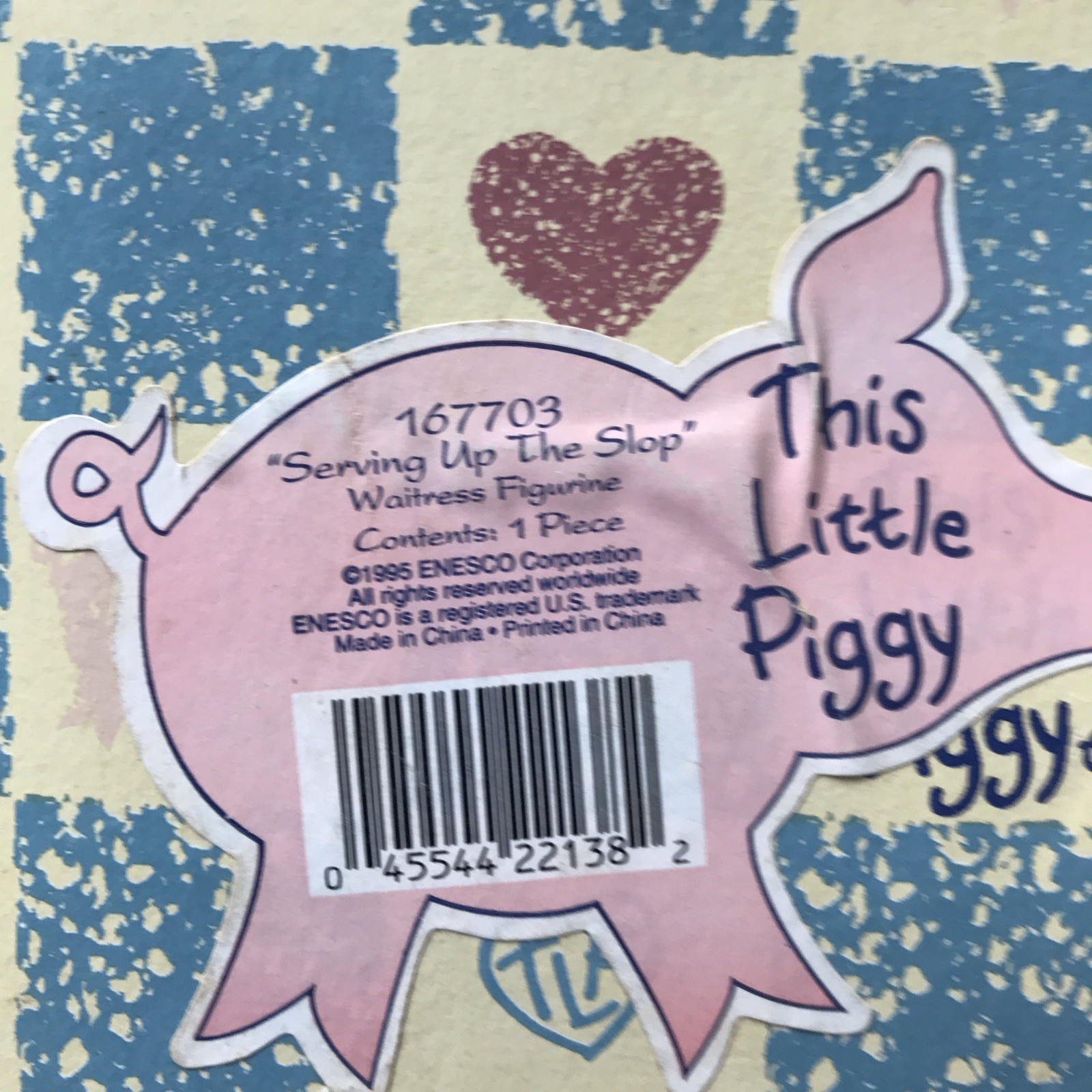 1995 This Little Piggy “Serving Up The Slop” Waitress Figurine Enesco