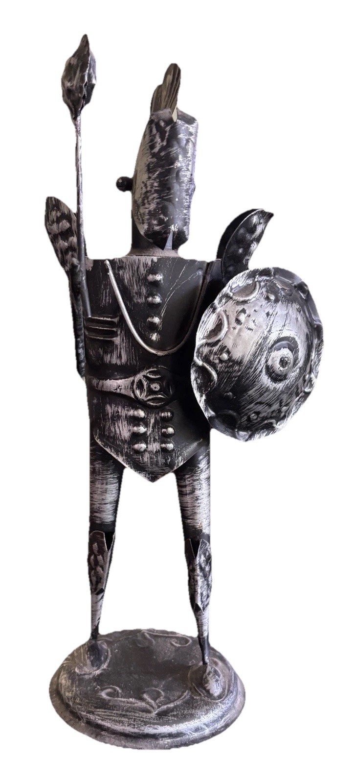 Tin Metal Medieval Knight In Armor Statue 11” (H)