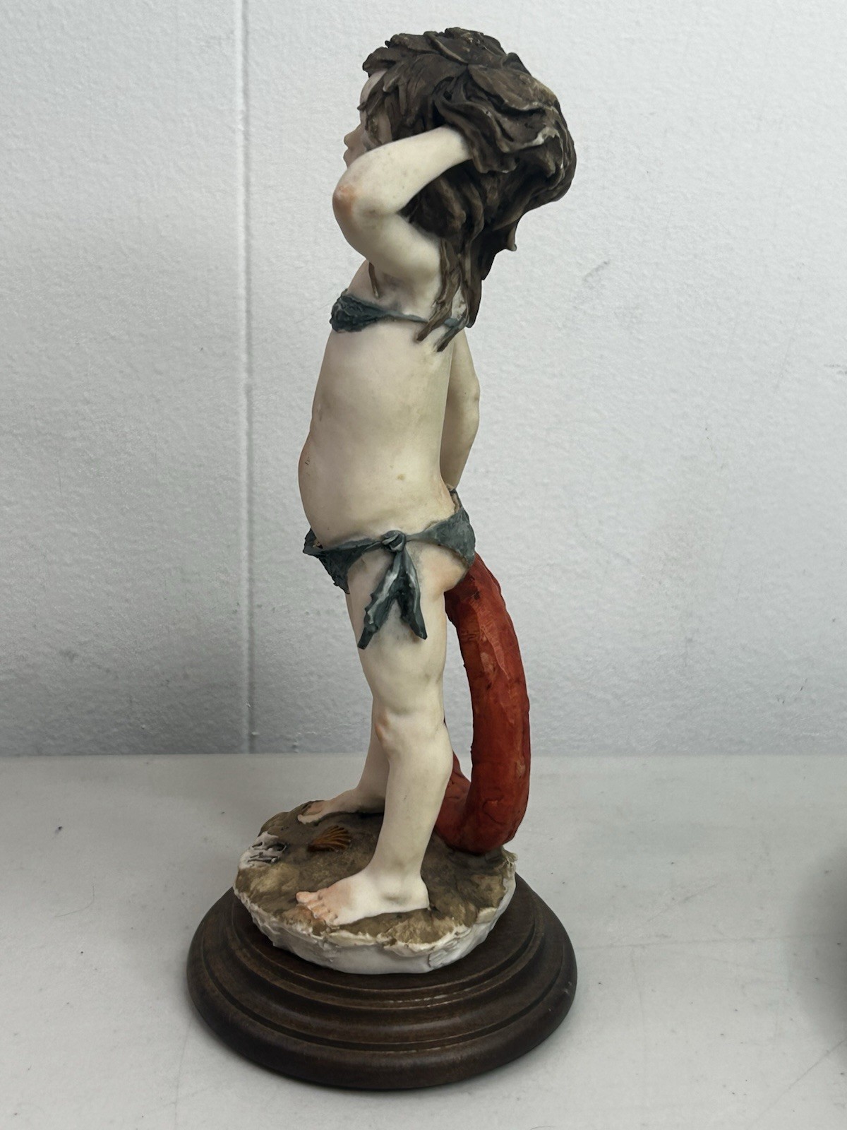 G.Armani Capodimonte Italy Bikiniis Girl Figurine with Wood Base 9″h
