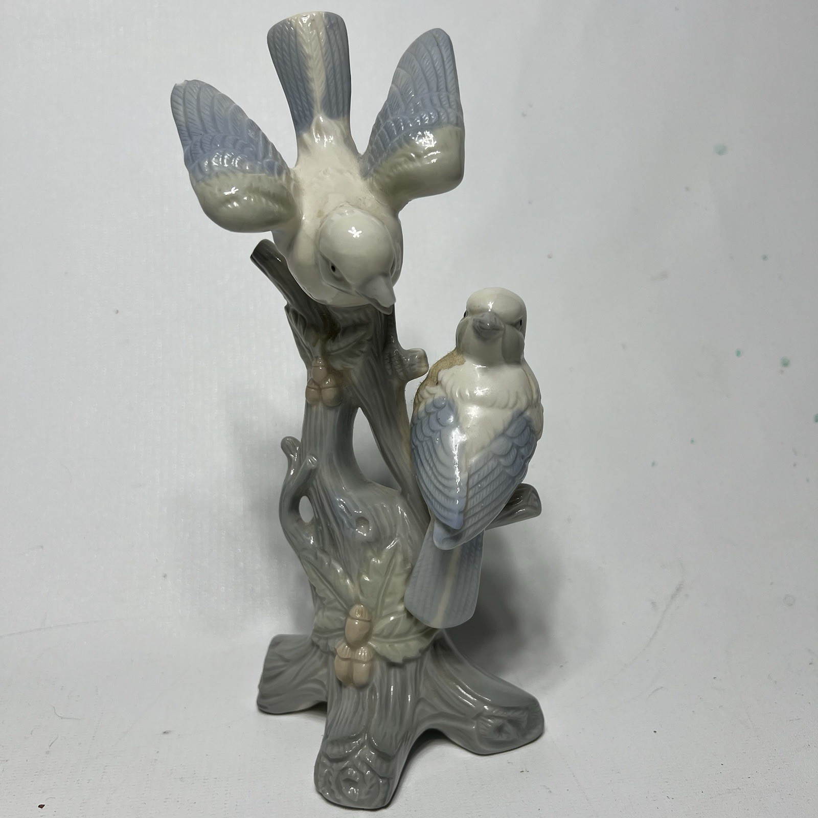 Vintage Artmark Blue Jay Bird Ceramic Figurine Baby Birds Nest