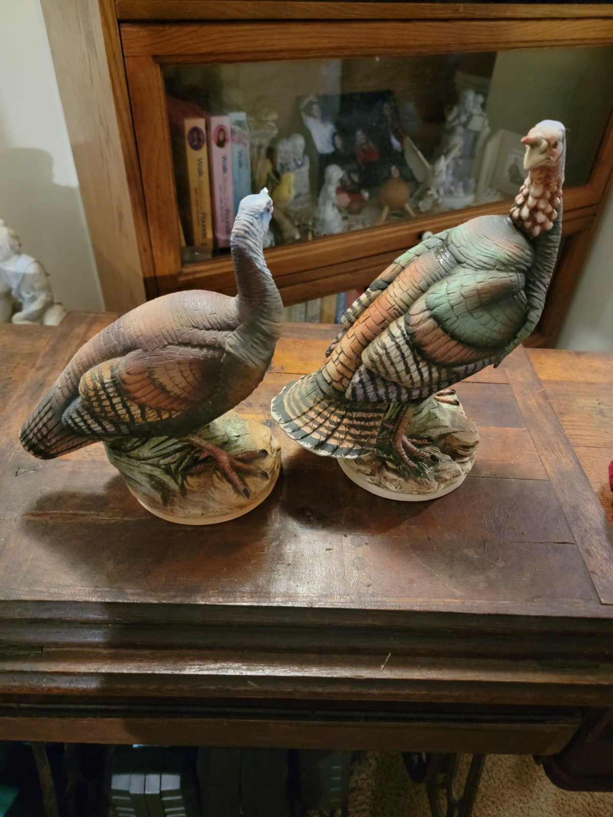 Andrea by Sadek porcelain wild turkey figurines, a male and female pair.