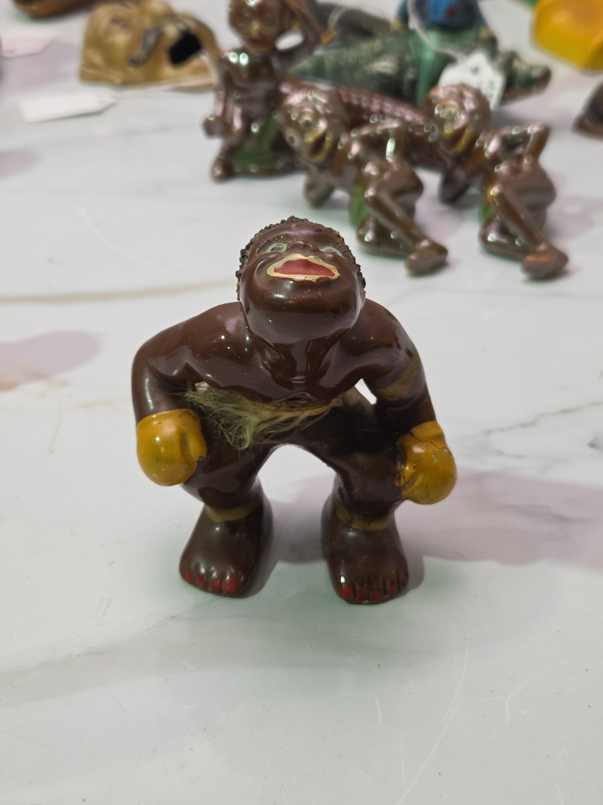Rare Vintage VTG Zulu Cannibal Baseball Catcher Figurine Ceramic