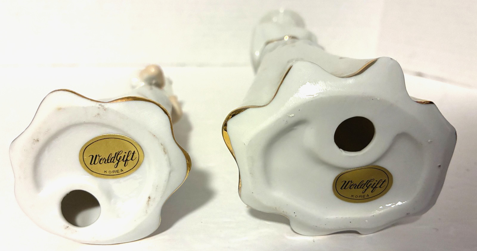 Piero Vintage Elegant Lady w/ Present and Little Girl- Gold Trimmed Figurines