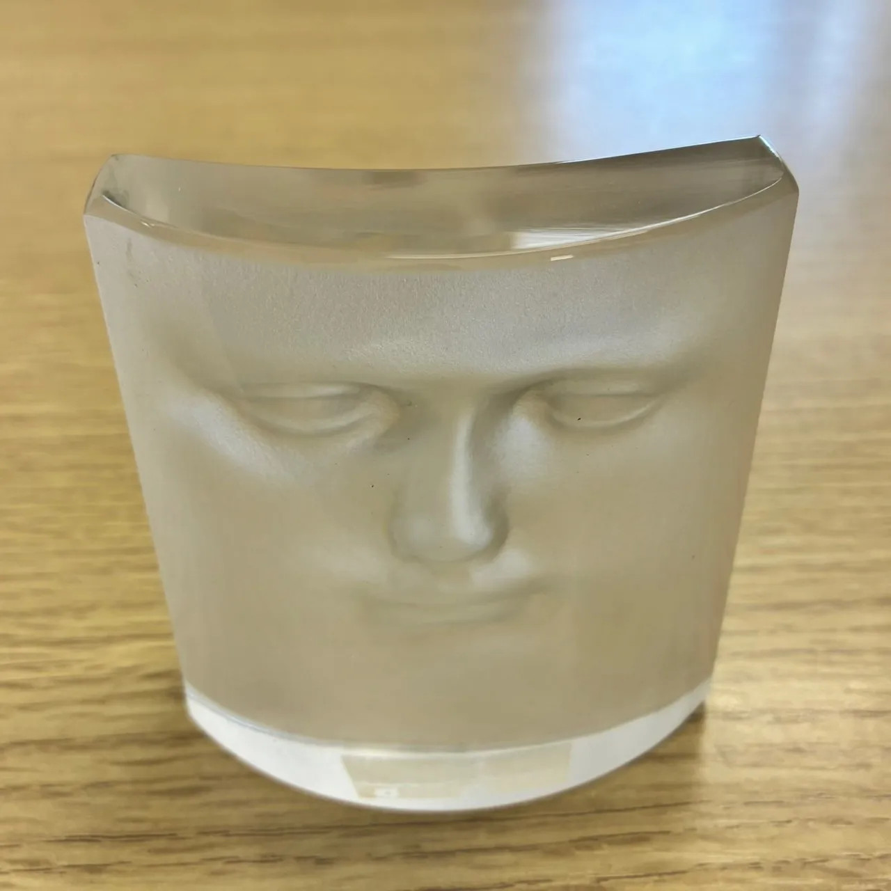 Daum France Crystal Ornament Human Face Sculpture Minos David Roy Adzak W/Box