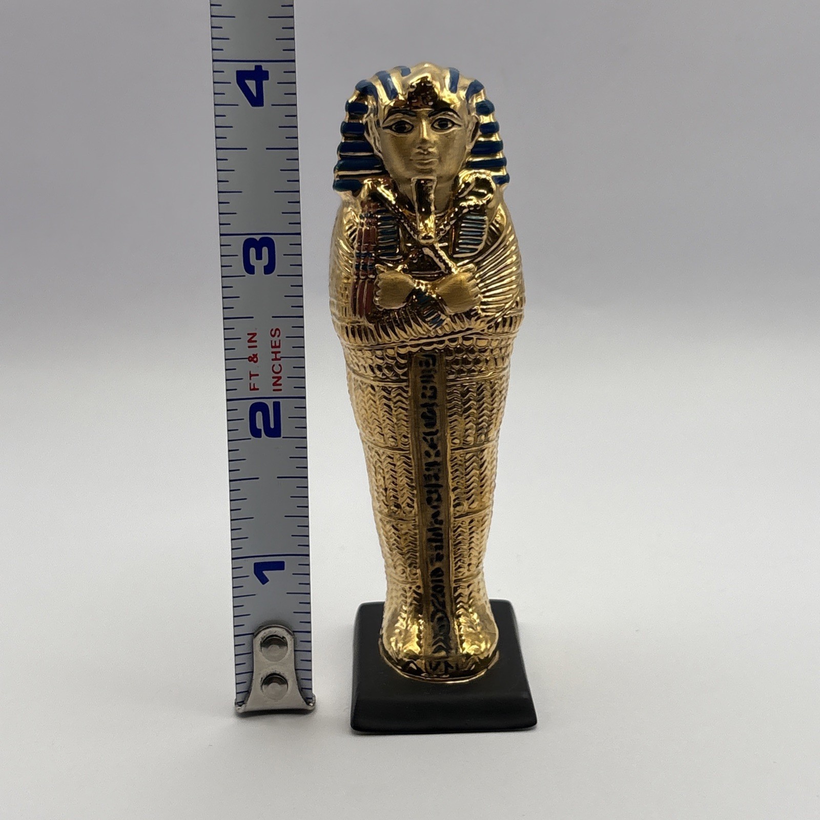 Franklin Mint Egyptian Sarcophagus Figurine Gold-Tone Pharaoh 4” Thailand