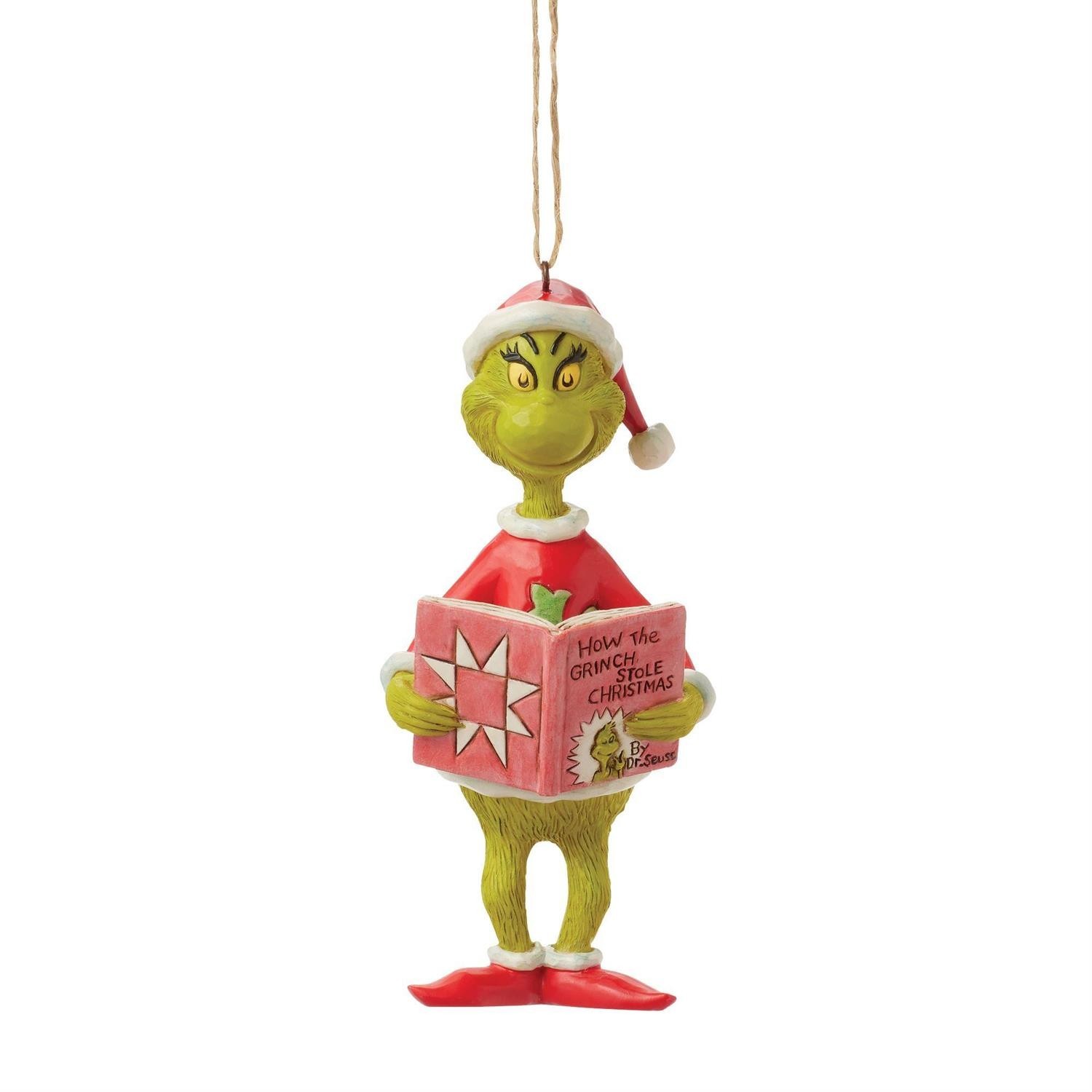 Jim Shore GRINCH WITH BOOK HOW THE GRINCH STOLE XMAS ORNAMENT 6017074 BRAND NEW