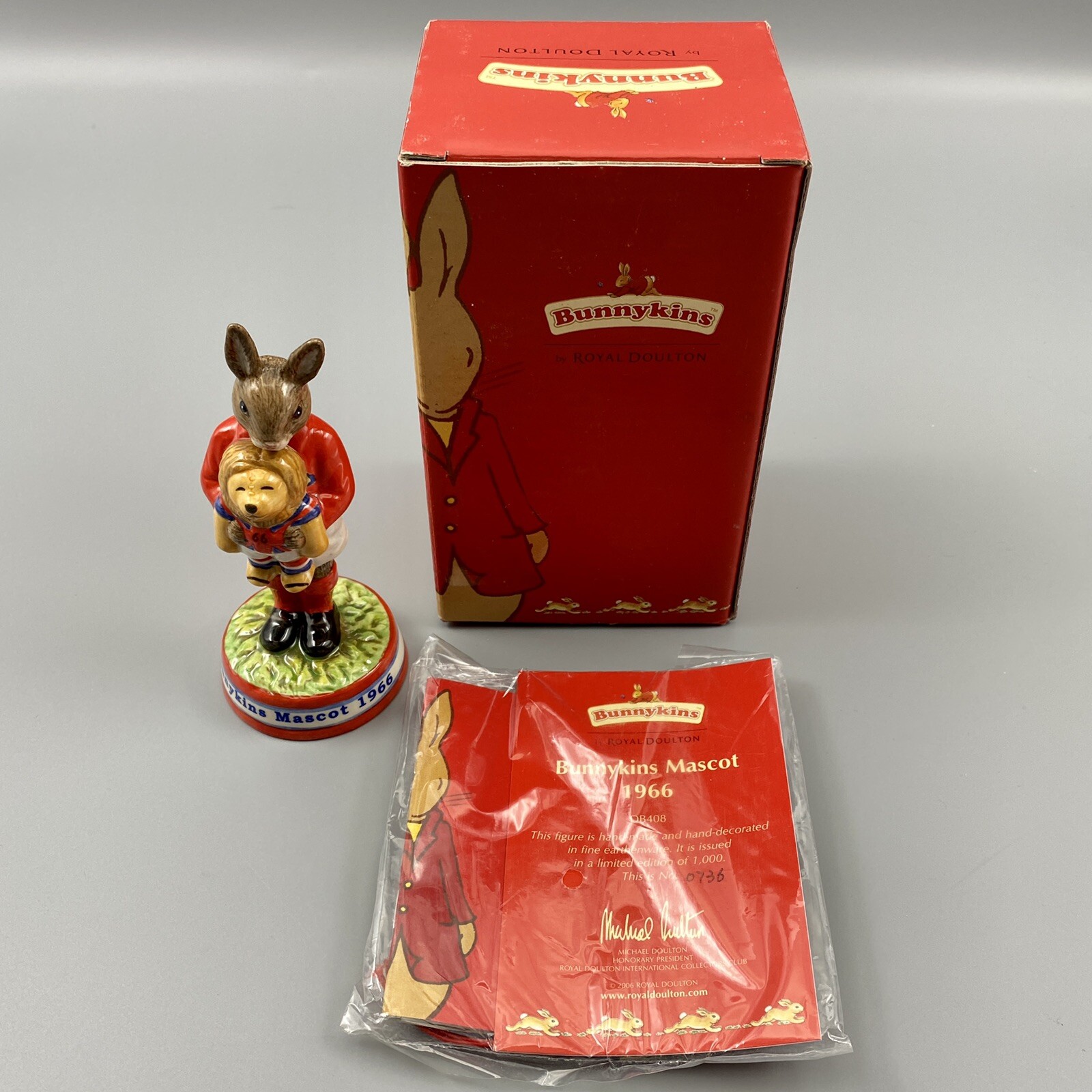 Bunnykins Mascot 1966 By Royal Doulton Ceramic Figurine DB408 736/1000 2006 Issu